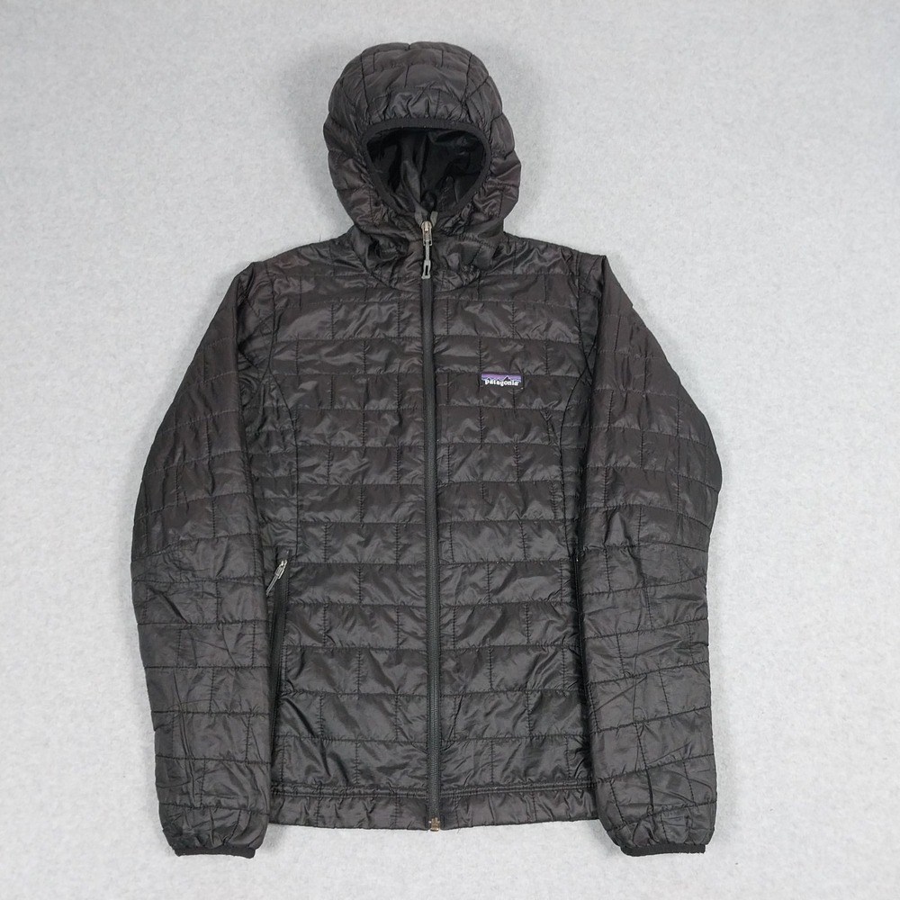 Patagonia Nano Puff Hoody Womens Small Black Primaloft Insulated Packable Hiking